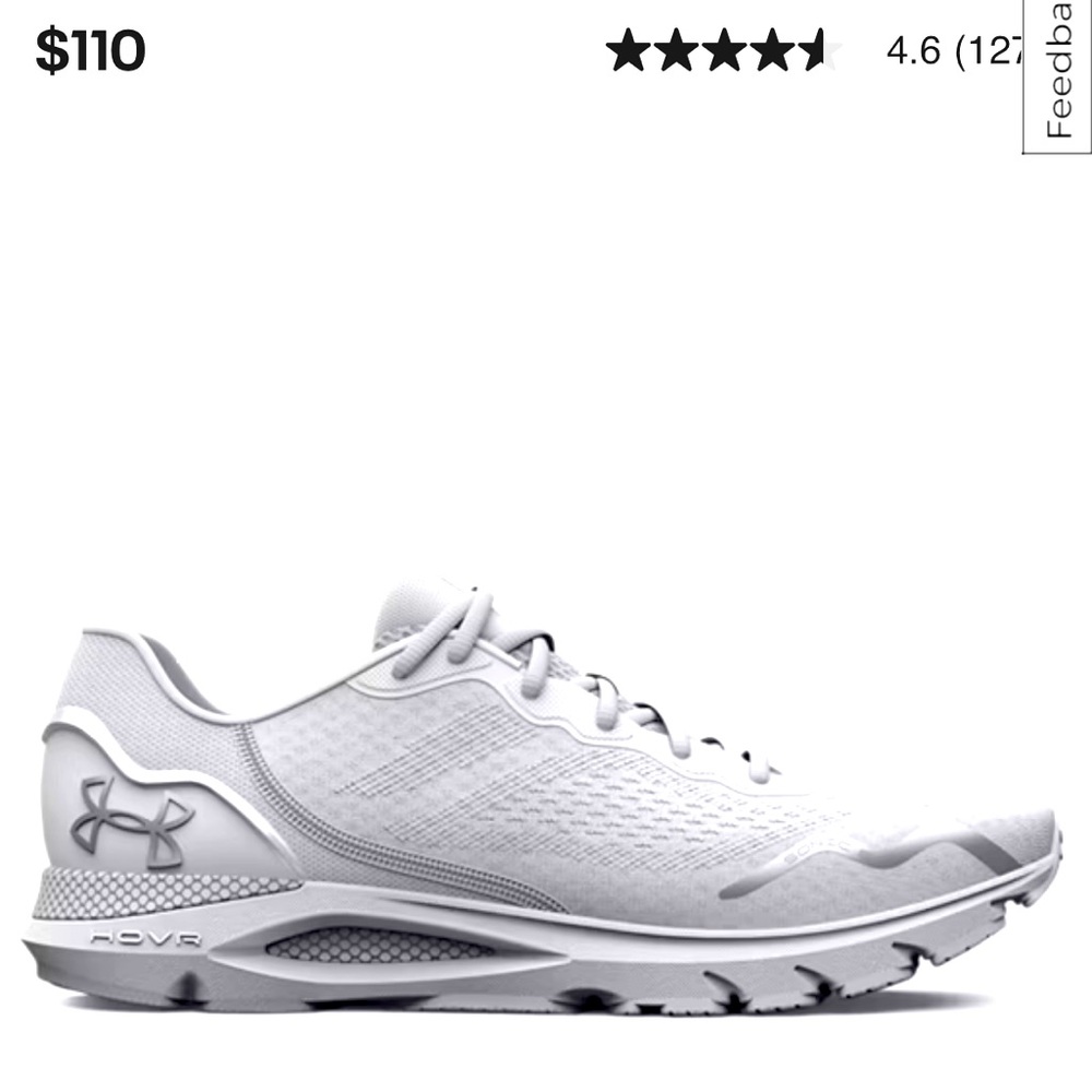 UA HOVR Sonic 6 Running Shoe in White/Silver, Women’s Size 8, NWOT!!